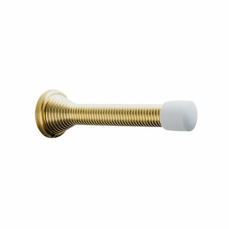 PAMEX 3-1/8in Heavy Duty Spring Door Stop Bright Brass Finish DD0231PB